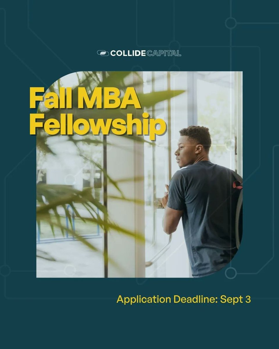Our Fall 2023 fellowship application closes SOON. Jump into the world of #venturecapital with Collide Capital. Apply Now!  buff.ly/3E0s9R2