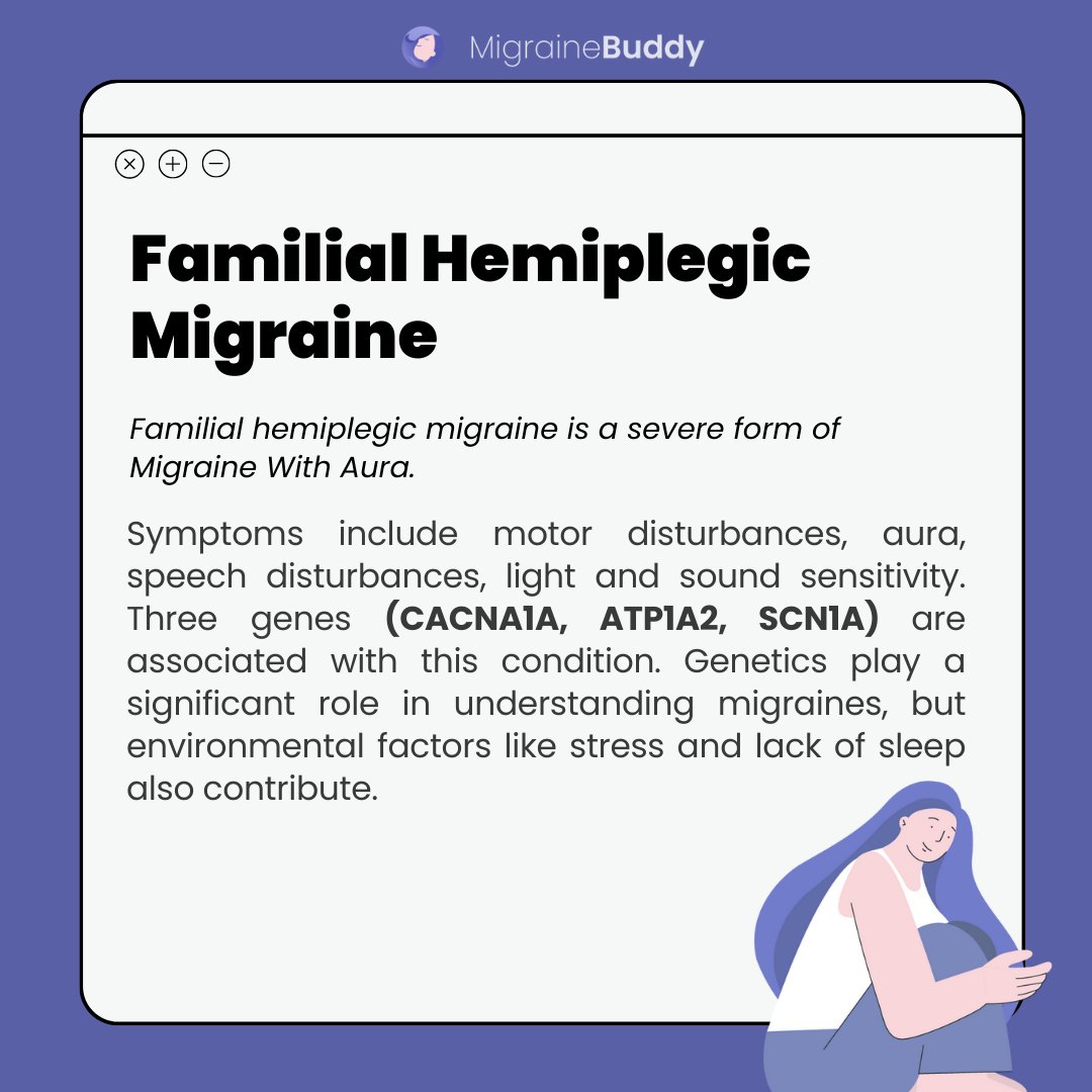 Familial Hemiplegic Migraine, or FHM, is a genetic condition, often hereditary, causing recurrent and severe migraine attacks. Read the post to find out more!
#MigraineBuddy #FamililalHemiplegicMigraine #Spoonie #Pain