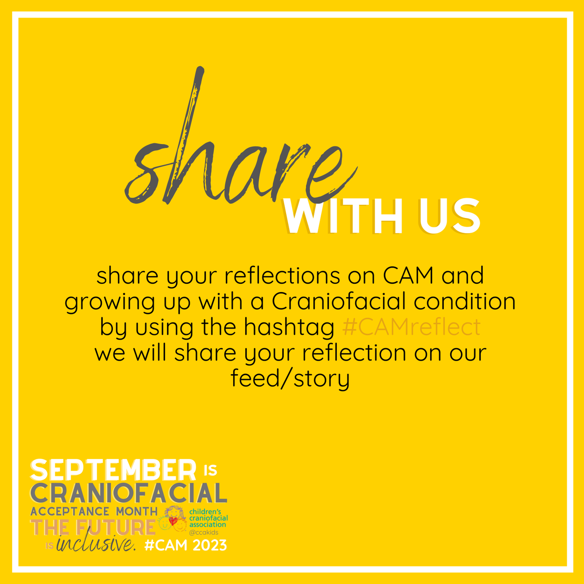 CCAKidsTweet's tweet photo. ๐๐ข๐ฑ๐ฑ๐บ ๐๐ณ๐ข๐ฏ๐ช๐ฐ๐ง๐ข๐ค๐ช๐ข๐ญ ๐๐ค๐ค๐ฆ๐ฑ๐ต๐ข๐ฏ๐ค๐ฆ ๐๐ฐ๐ฏ๐ต๐ฉ โฃ๐
Share with us using the hashtag #CAMReflect and tagging us!
#ccaretreat #craniofacial #facialdifference #cca #craniofacialacceptancemonth #CAMReflect #CAM2023 https://t.co/9oV4qjDaM7