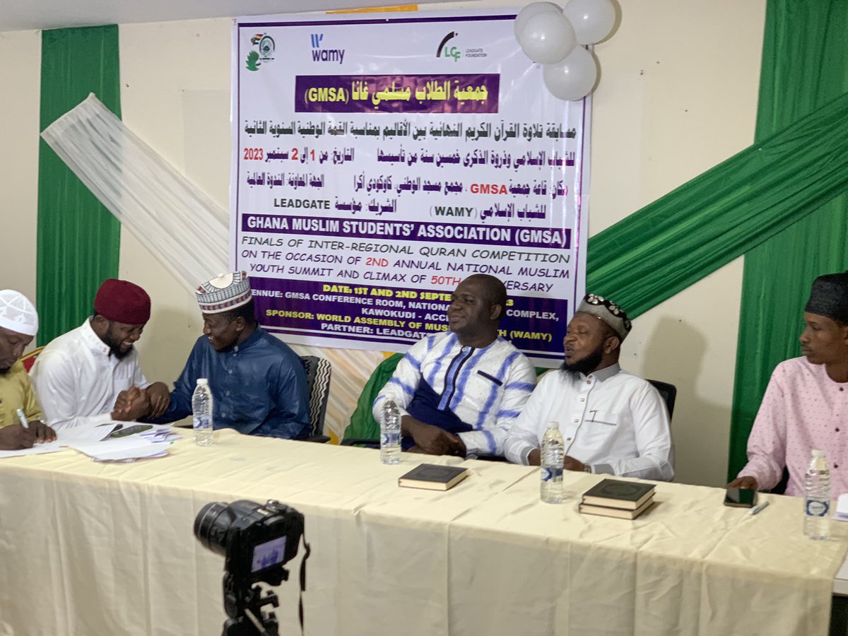 gmsa_official's tweet photo. Finals of Inter-regional Quran competition on the occasion of 2nd Annual National Muslim Youth Summit &amp; Climax of 50th Anniversary. 
Alhamdulillah 🙏🏽 
#GMSA
#wamy
#Qurancompetition 
#Ghanamuslimstudents https://t.co/6PGXjCjCk7