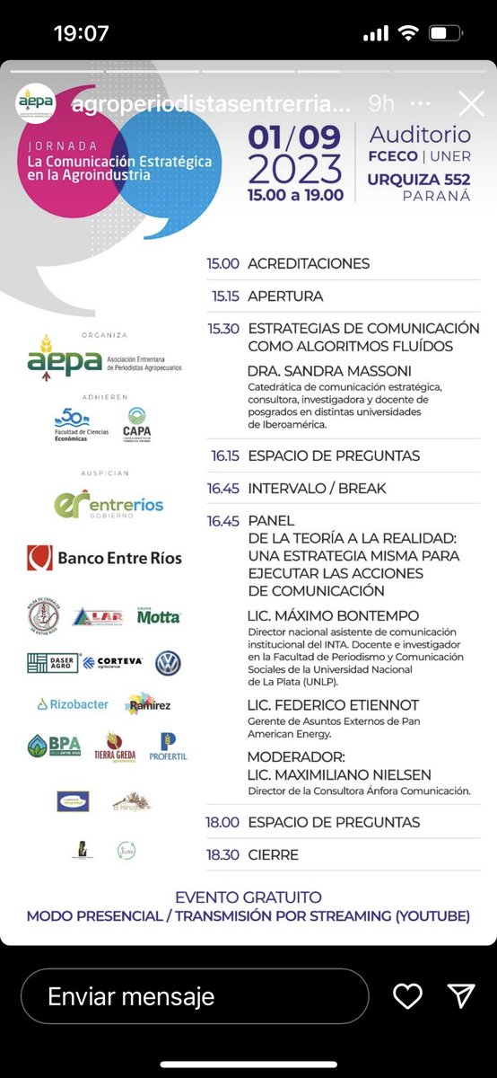 En el día del periodista agrario, el que tenga un ratito se puede enganchar en esta Jornada organizada por AEPA y <a href="/AgroPeriodistas/">CAPA | Oficial</a> : “La Comunicación Estratégica en la Agroindustria

youtube.com/live/PDlbDoLlU…