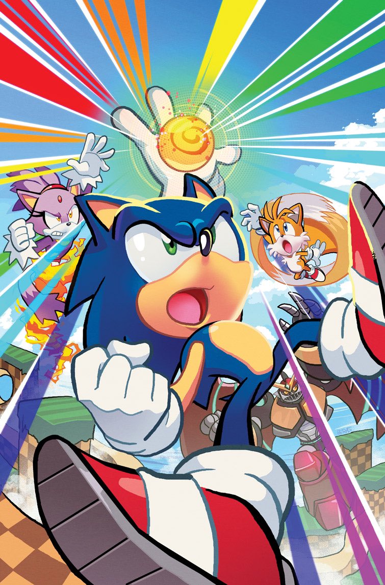 Raw art for my IDW Store exclusive cover for Sonic’s 900th Adventure!