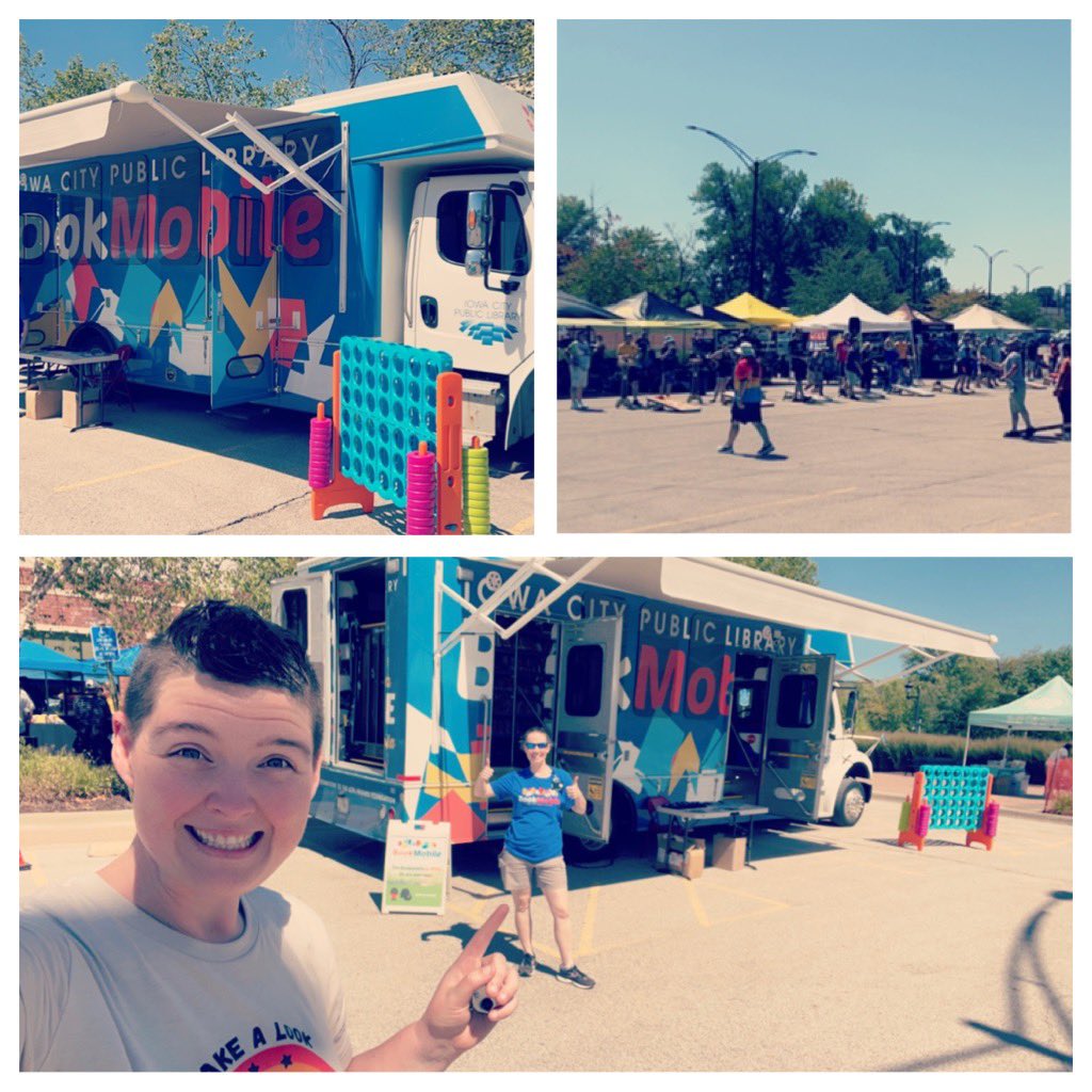 GeometricRabbit's tweet photo. Rocking (Bookmobile) outreach at a large community event (FryFest) with one of my besties (Sarah). 

🚌 + 📚 + 🫂 = ♥️ 

#LifeIsGood #MakeYourJoy #LibraryLife https://t.co/ja6RgxnNMg