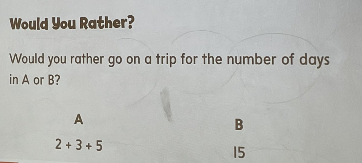 matthewjscott1's tweet photo. Would you rather? 2nd grade Core Knowledge Ss @DisneyDolphins work on problem solving and mathematical reasoning as they learn about place value up to 3 digits! @MPSElemEd #MPSmathmindset https://t.co/RG2gidEAar