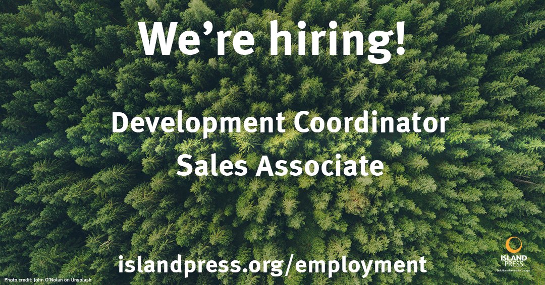 IslandPress's tweet photo. Curious about pursuing a career in environmental book publishing? Come join our amazing #remote team! https://t.co/9xoBRG67xC #jobs #greenjobs #remotejobs #climatejob #greenjob #salesjob #salesjobs #developmentjobs #developmentjob #climatejobs #remotejob https://t.co/RJJkmWT2gl