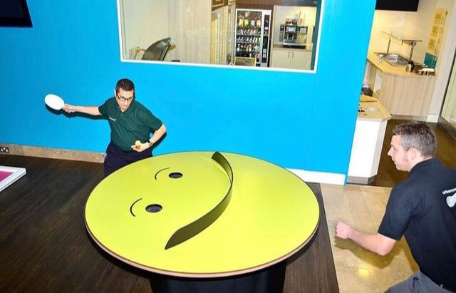 Have you ever seen a happier ping pong table? 😃

Checkout pongcrazy.com to see more of our crazy, fun designs!🏓

#pongcrazy #pingpong #designpingpong #creative #creativepingpong #tabletennis #happy #smilyface #fun #funandgames #pingpongtable #tabletennistable