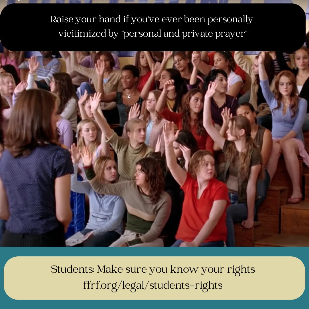 FFRF's tweet photo. Public school students: ever feel pressured to pray by school authority figures? Contact FFRF.
#TakeAKneeWithCoach #FirstFreedomChallenge #RestoringFaithInAmerica https://t.co/6u165Q3Mjd
