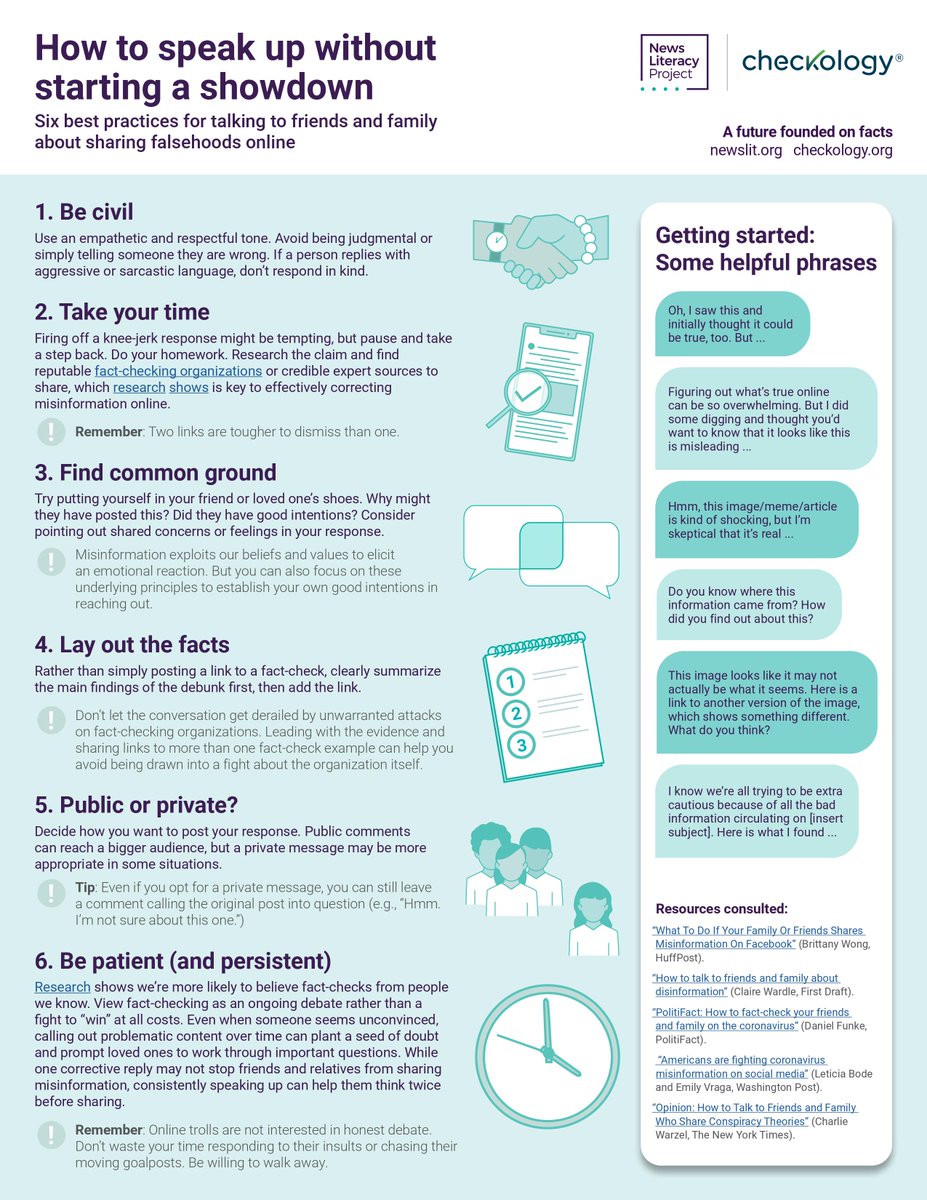 NewsLitProject's tweet photo. ☀️ Another holiday weekend likely means time with family &amp; friends. Which might also mean conversations - &amp; the potential sharing of misinformation⚠️

But how to respond?

Here are 6️⃣ tips to try: https://t.co/SuZrBYtQ4b

#NewsLiteracy https://t.co/Q6JvmVuBoP