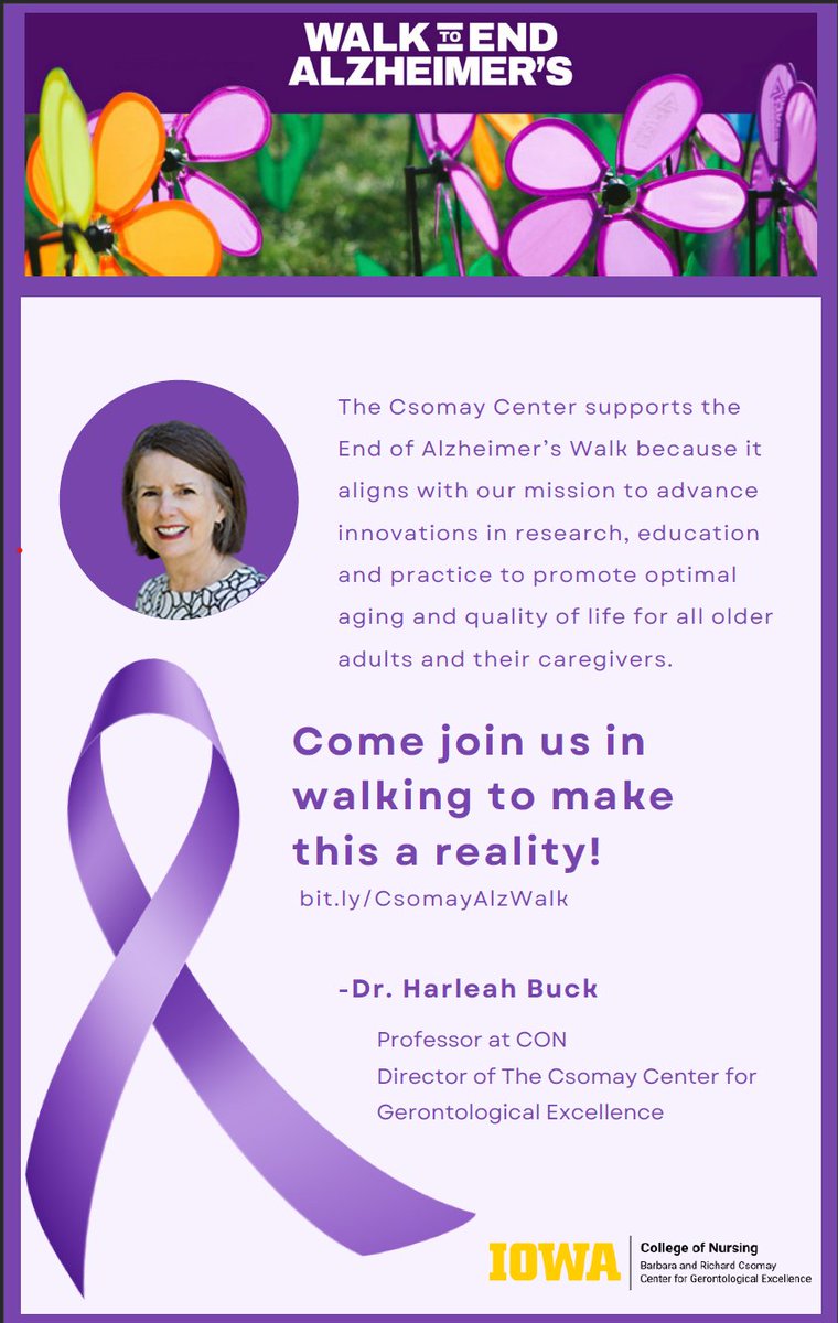 Dr. Leah Buck, Director of the Csomay Center will also be joining the Walk to End Alzheimer's this year.

bit.ly/CsomayAlzWalk

#walktoendalzheimers #walktoendalz #BrainHealth

<a href="/alzassociation/">Alzheimer's Association</a> <a href="/buckhg/">Harleah Buck</a>