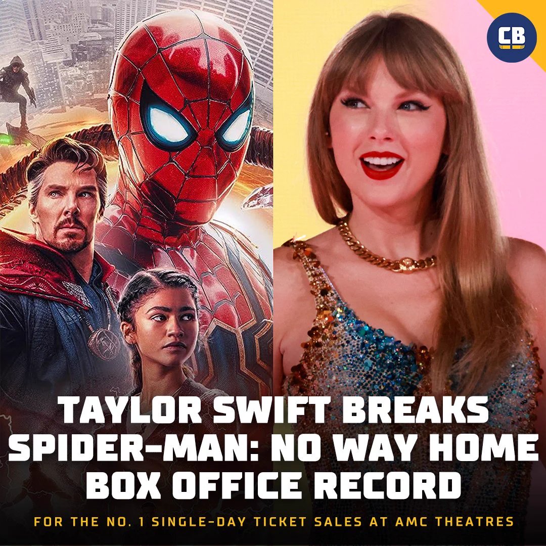 Taylor Swift's theatrical release beat Spider-Man: No Way Home Home's box office record for single-day ticket sales.

comicbook.com/movies/news/ta…