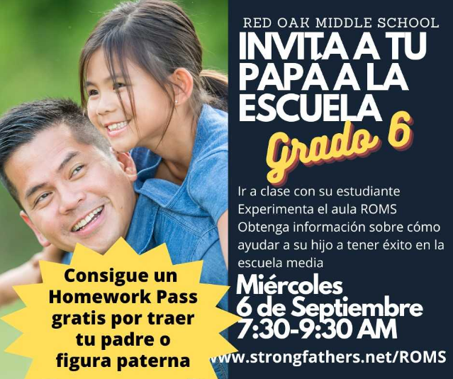 romiddleschool's tweet photo. Bring Your Dad to School on Wednesday, September 6, 2023. Fathers, we can't wait to see you. You are an integral part to the work we do! #HawkPride #BleedMarroon https://t.co/SQQioA6tyy