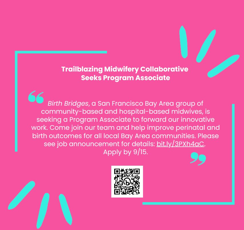 Some of the amazing midwives I work with ⁦@ZSFGCare⁩ are looking for a Program Associate for their midwifery collaborative. See pic below. ⁦@LatinxenMed⁩