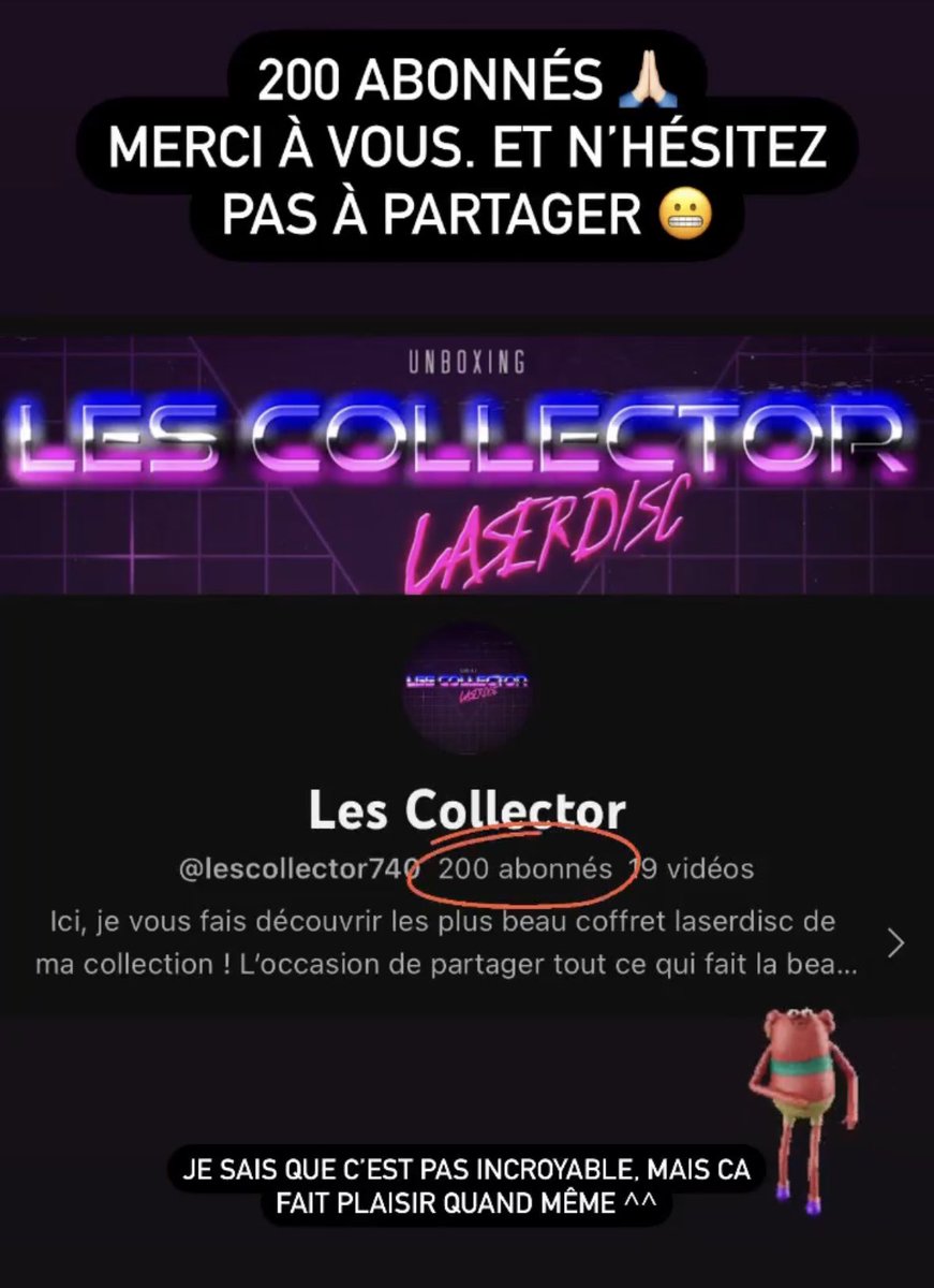 LesCollector's tweet photo. 200 abonnés sur ma chaine youtube. Merci :)

https://t.co/xoAKAjaxqX https://t.co/YKEHhsJ7wR