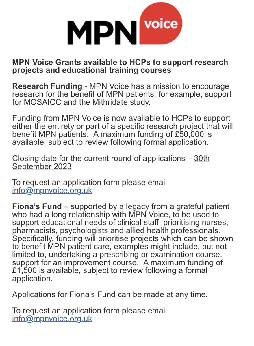 This #BloodCancerAwarenessMonth I wanted to share these opportunities from @MPNVoice. Please do share with anyone who might be interested in #Research. I might just need what you research in the future!