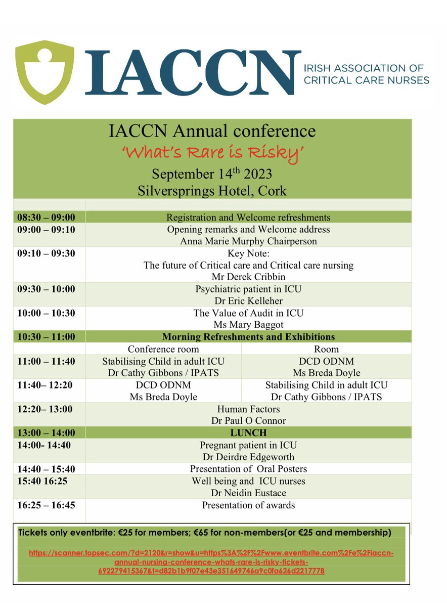 AnnaMurpham's tweet photo. Join the ICU nurses at their conference, ‘What’s rare is Risky’ . We are honoured to have a great line up with excellent speakers discussing the complex patients, human factors, the role of audit and wellbeing in the ICUs. #IACCN https://t.co/e5hKNeVhHb