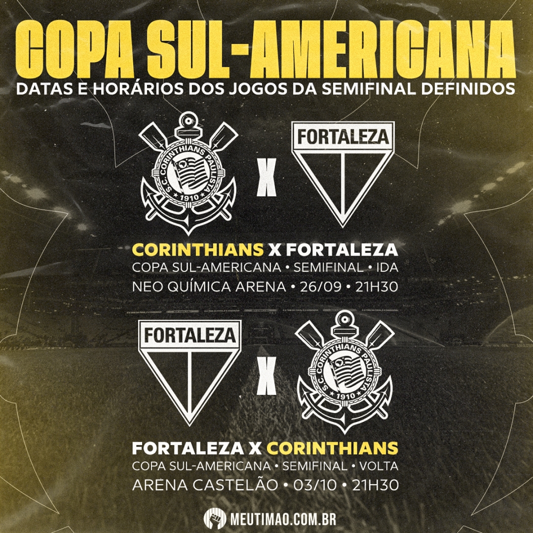 Corinthians conhece datas e horários dos jogos da semifinal da