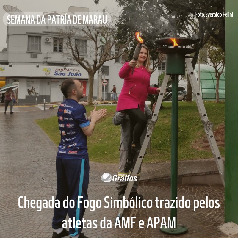GraffosRevista's tweet photo. O fogo simbólico na abertura da programação da Semana da Pátria, chegou na praça Elpídio Fialho, trazido pela AMF ( Associação Marauense de Futsal) e APAM ( Associação de Proteção dos Animais de Marau). https://t.co/uNWeG97vxK