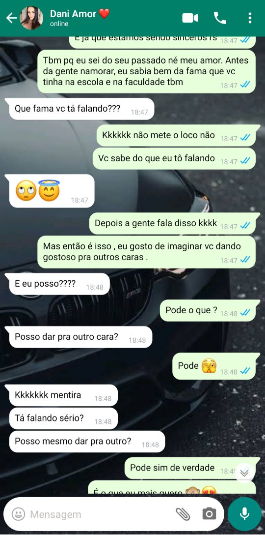 SecretoWhatsapp's tweet photo. Conversa entre casal .😈

Primeira vez que pede pra ser corno.

Parte 1 https://t.co/NLz7E81EB5