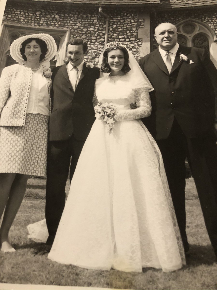 AMKillick's tweet image. Mum and Dad’s wedding day in their childhood church. My late grandfather was in the Metropolitan police during the Blitz.