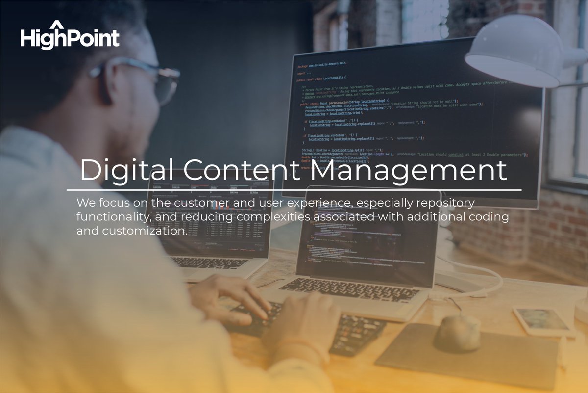HPDigitalInc's tweet photo. HighPoint provides digital content collection, delivery, retrieval, processing, architecture, governance, and overall management of digital information. To learn more please click the link: https://t.co/KRfNjFUpUn #HighPoint #IT #Services #Gov #Government #Coding #Contracts #DoD https://t.co/j5wqKmLHQQ