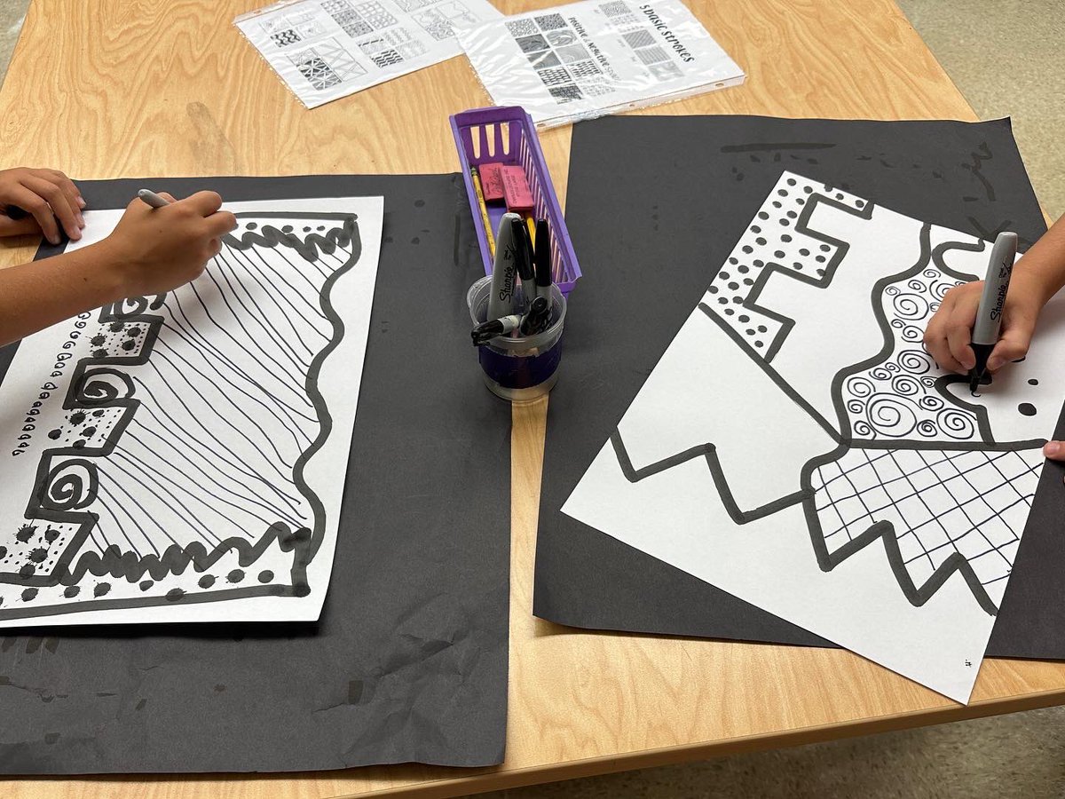 Loving these black &amp; white drawings inspired by artist #charlesmcgee! Great intro to #line for the beginning of the school year.

#oakpark97 #d97art #irving97 #weared97 <a href="/OakPark97/">Oak Park District 97</a>