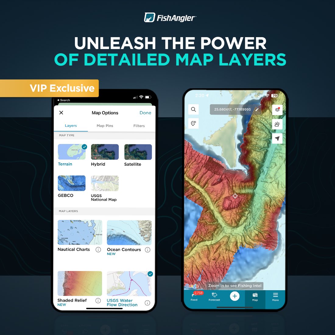 FishAnglerApp's tweet image. Elevate your fishing game with our VIP membership! 🌊 Unlock a world of possibilities with exclusive map layers including Ocean Contours, Shaded Relief, and many more. 🗺️🎣 #FishSmarter #FishAnglerVIP #MapLayers