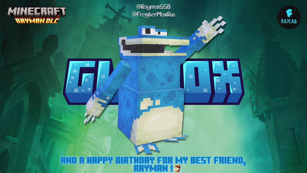 Today is a great day, it’s the birthday of our hero Rayman!

And for that, here is the model that I will use for Globox on my Minecraft project!

Happy birthday to our favorite hero 🥳
(Thanks to <a href="/FregberMaxRus/">FregberMaxRus</a>  for letting me use his template for the project)
#Rayman
#Minecraft