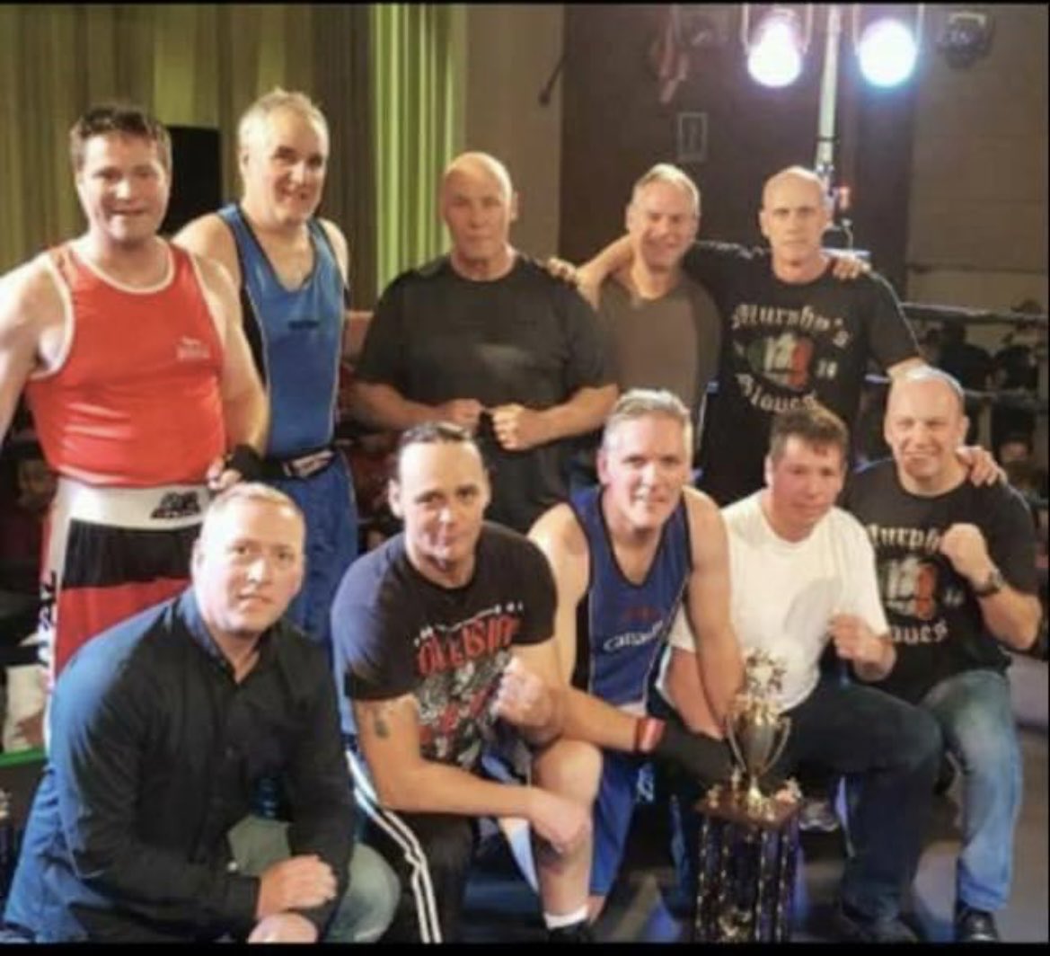 A team picture from when Ray Riley boxed James Hope.They are having a rematch at McGibbon Gloves Friday October 20th at the Merritton Community Center.