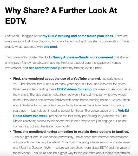 avivaloca's tweet photo. Thanks to @WithEqualStep, @dougpete, @Stephen_Hurley, and @hbswail for inspiring part 2 of this EDTV post. @JCasaTodd, you were also a part of the inspiration. Does anyone else want to add to the discussion? https://t.co/hbVJSw1Utj #onted #edchat #ptchat #hwdsb https://t.co/8qVs5duMi6