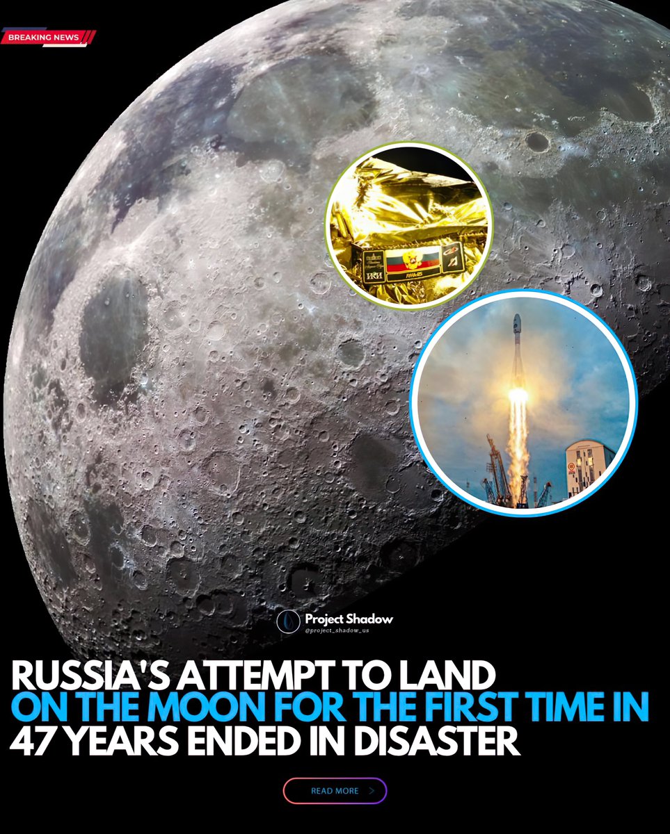 Projectshadowus's tweet photo. 🌔 Russia’s #Luna25 mission, marking a return to the moon after decades, faces a setback with a crash. As investigations begin, the global space community rallies in solidarity. 🚀 #Roscosmos #SpaceSetback #MoonMission #Chandrayaan3 #SpaceCommunity https://t.co/Y5erivEF5G