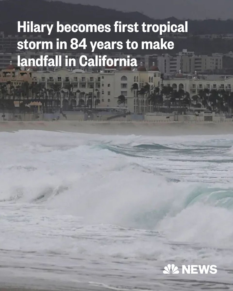Tropical Storm Hilary's core arrived in Southern California today sometime before 3 p.m., when it crossed the U.S.-Mexico border, a National Weather Service forecaster says. nbcnews.app.link/hJCiyEiKqCb
