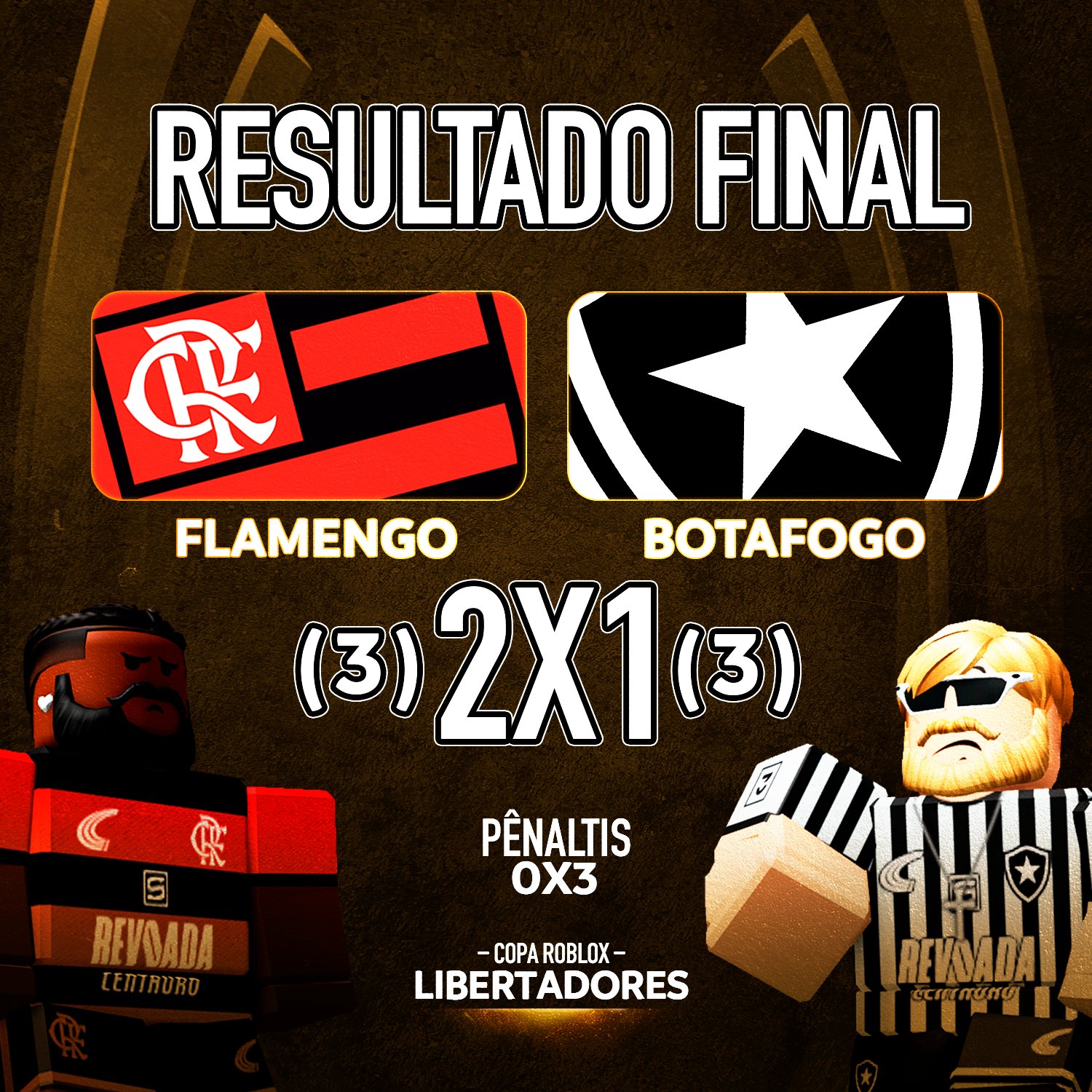 Copa Roblox 🏆 on X: O Flamengo vira o jogo e consegue levar pros