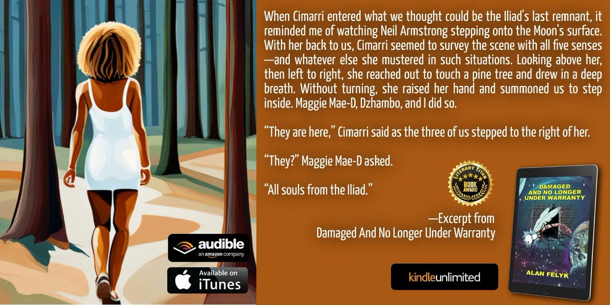 Cimarri senses their presence.

amzn.to/2UXjqvJ

#AmReading #AmWriting #Audible #AuthorsOfTwitter #Books #BookTwitter #BookWorm #GreatReads #Humor #iTunes #KindleUnlimited #MustRead #Novel #Romance #ScienceFiction #SciFi #WhatToRead #WritersOnTwitter #WritingCommunity
