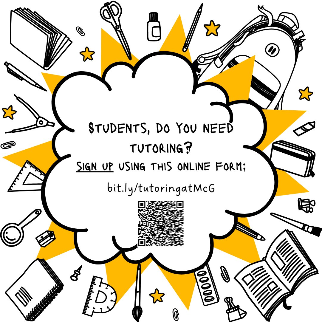 Sign up for tutoring here: bit.ly/tutoringatMcG