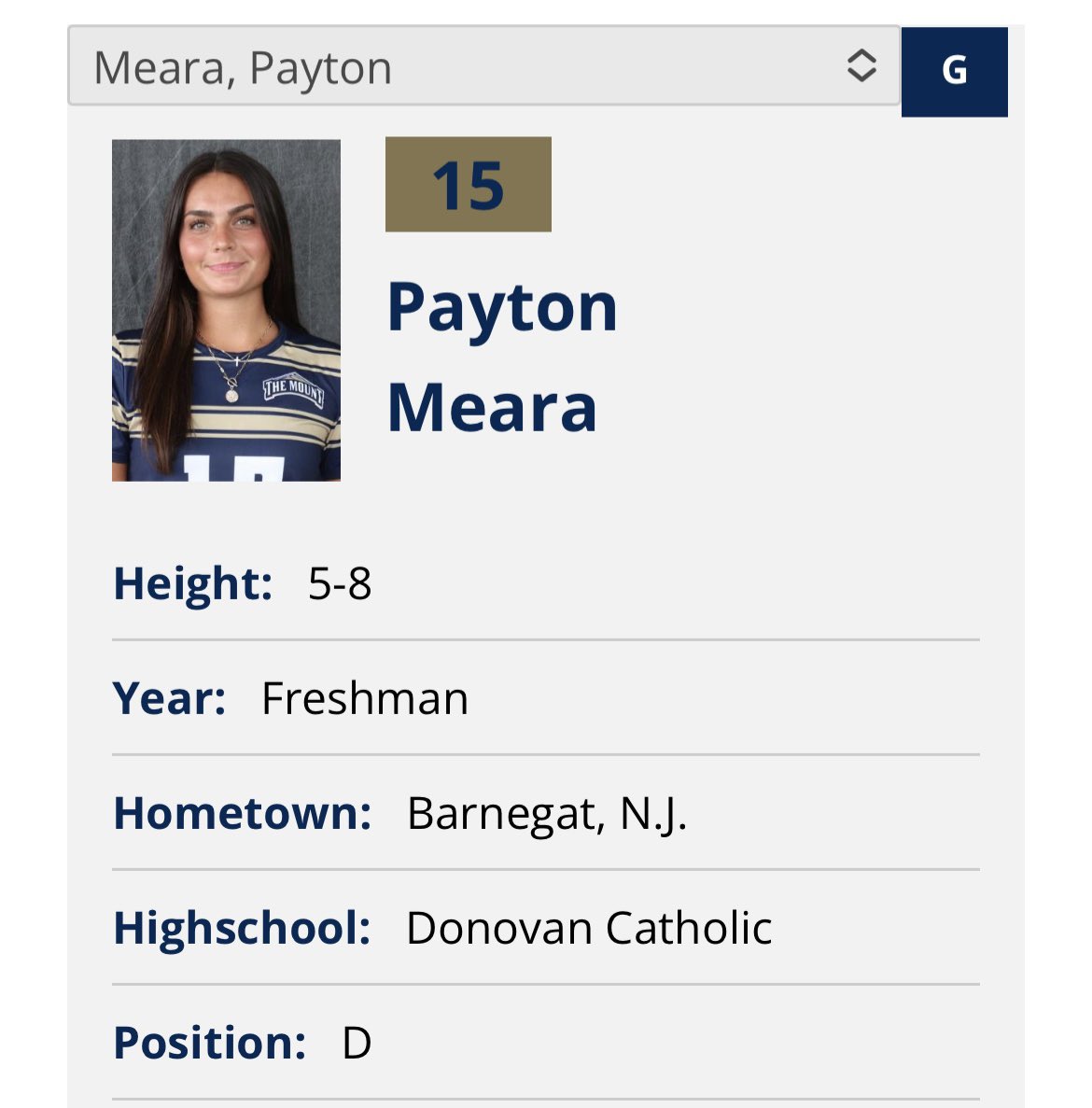 Congratulations to Payton Meara ‘23.  Payton has started in the first two games of the season for Mount St. Mary’s. ⚽️. Way to go Payton!