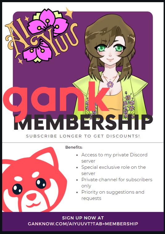🌸ANNOUNCEMENT 🌸 Hi! I'm gonna be streaming less until I get a job and move out. Thus, I'll be a lot more active in my Discord server; playing Unpacking, etc. So if you wanna join my server and get more benefits (audio blog, etc.), join my Gank membership😉 See you at home~!