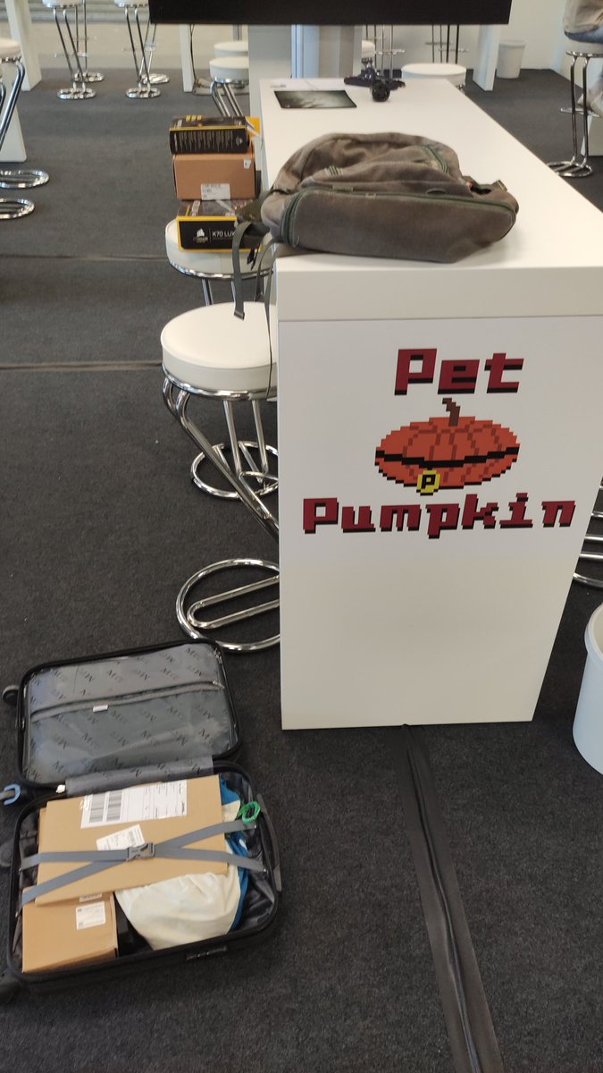 Booth setup at <a href="/devcom_global/">devcom - developer community</a> today, looking forward to sharing <a href="/handshakes_game/">Handshakes - FREE on Steam and Android!</a> with the game dev community tomorrow! #ddc2023