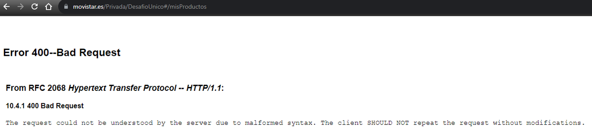 CarlesZ's tweet photo. Hi #movistar ! Just let you know I'm getting a bad request code 400 when going to my services. Looks like you are updating your ctx home page? It has been like this several hours already, Please have a look! https://t.co/biT5Nj9FNb
