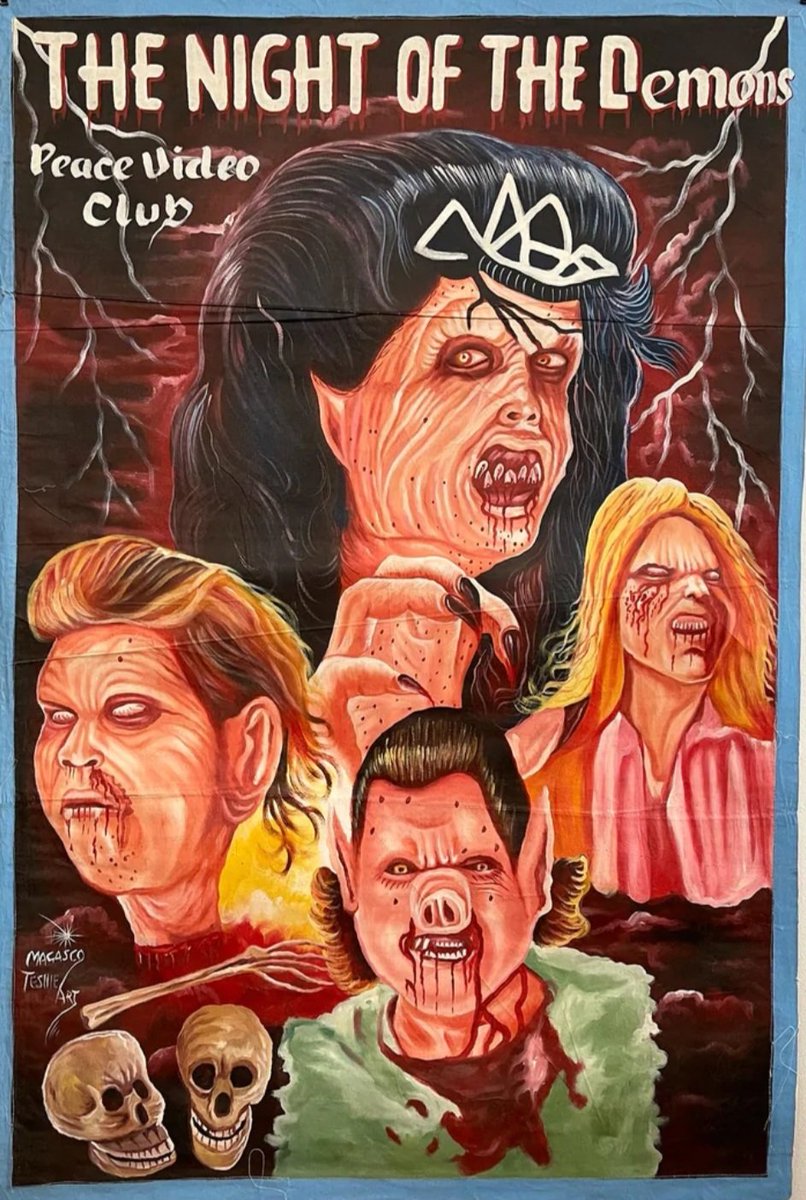TheFilmFair's tweet photo. A film poster from Ghana fir #NightOfTheDemons (1988 - Dir. #KevinTenney) #CathyPodewell #LinneaQuigley #AlvinAlexis https://t.co/zkGS9u7GrI