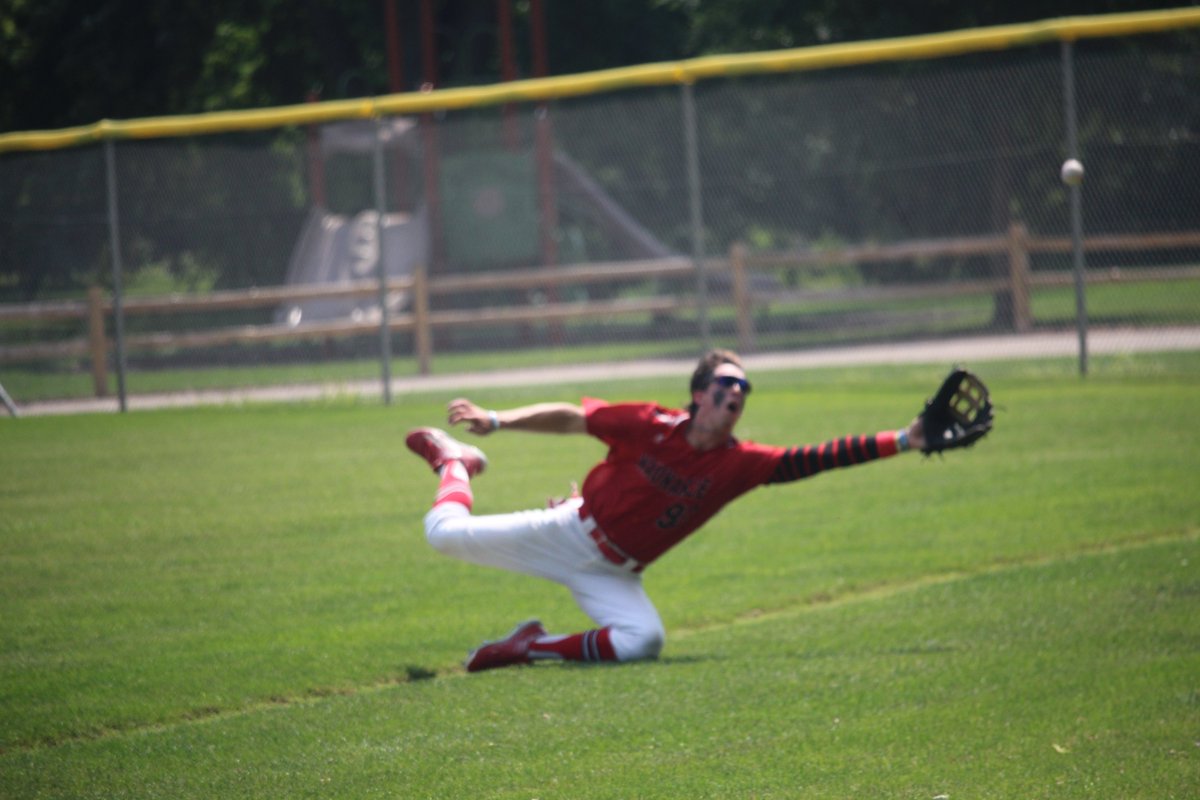PeterAlbertLind's tweet photo. Spent part of my birthday with the Yaks at Waunakee's Home Talent final four game with Monona today. Here are some photos. Wish that photo of Ryne diving for a foul fly would have been in focus! #daneluebke #blakebieri #rynefueger #waunakeehometalent https://t.co/sg7AjDOzaG