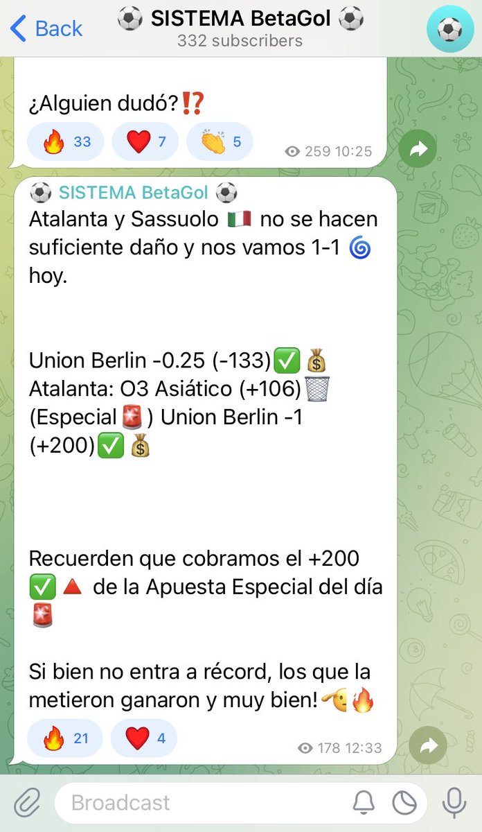 Abrimos el día ganando un +200✅🔺 (Union Berlin -1💎) en el nuevo grupo de Telegram que tengo con mi amigo y colega <a href="/Frosty701/">F R O S T Y ❄️ P I C K S</a> 

Viene Liga MX🇲🇽 y no se la deben perder!👍🏻

Los únicos con récord público 24-6✅🫡 en Twitter!🚨

¿Quieren los picks?👇🏻📱

t.me/+qQhuBXWjW7xlM…