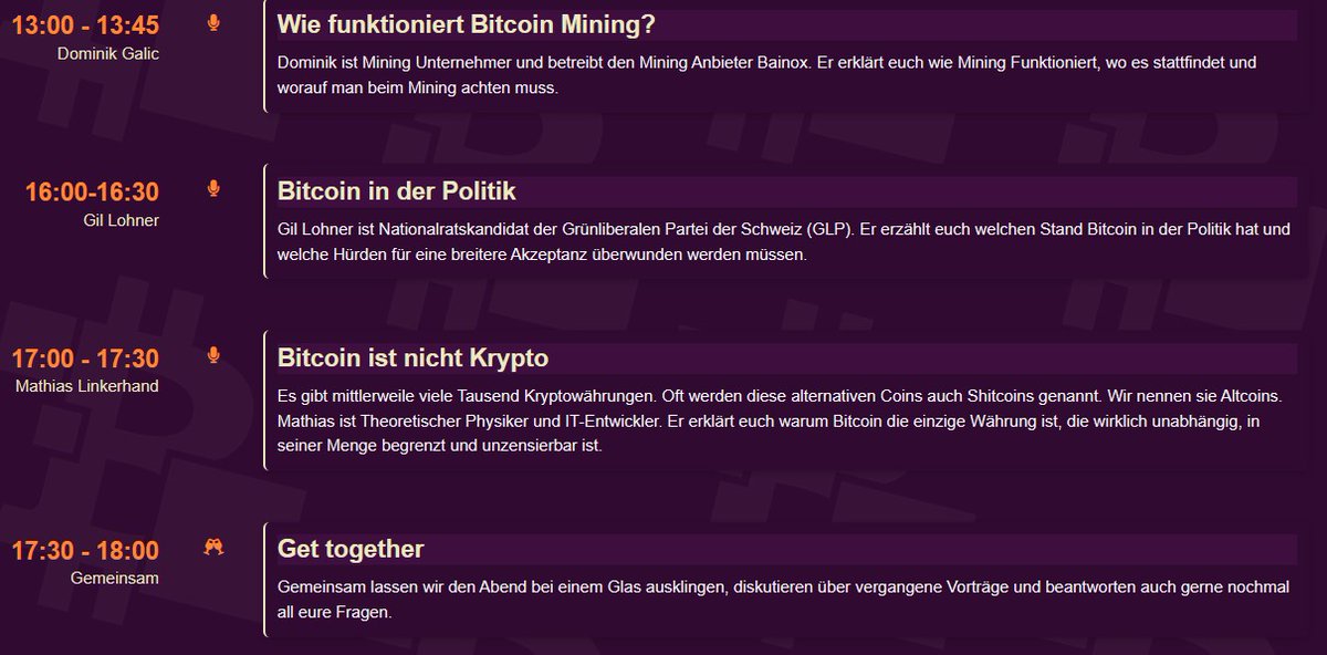 ⚡️PROGRAMM ANNOUNCEMENT⚡️
Der Samstag 23.09. ist vollgepackt mit erstklassigen Einsteiger-Vorträgen.
Wir haben <a href="/BTCMentoring/">Bitcoin-Mentoring.me GmbH</a> <a href="/gil_lohner/">LazerClippy⚡️</a> <a href="/Mathias_U1F596/">Mathias 🖖</a> @Blockzeit_BTC und @bainox_mining 
Programm auf bitcoinschwyz.ch
#studybitcoin #Bitcoin