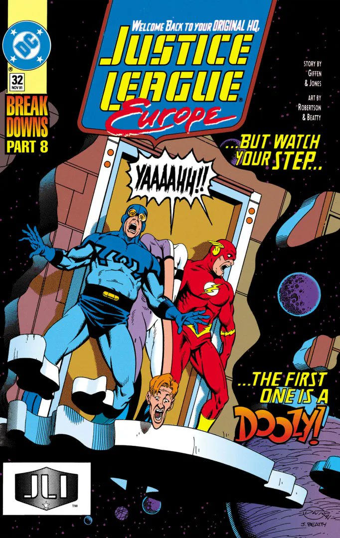 JLIpodcast's tweet photo. New episode! BREAKDOWNS continues in JLA #56, JLE #32, &amp; GREEN LANTERN #18! The U.N. revoked the charter of the JLI! With no official status, the American team falls apart. Regrouping at the JLA cave, they step into the surreal world of the Doom Patrol!
https://t.co/BrhPGEDs8y https://t.co/QygjXQ9OOC