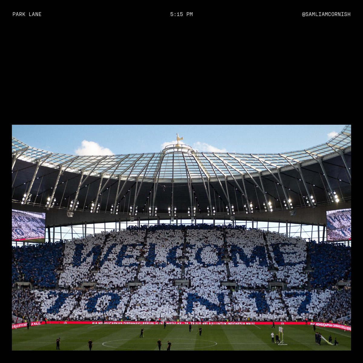 Sam_Cornwall's tweet photo. 16,000 Pieces of Card
1,500 Flags
50 Volunteers

A dream project to help design and build the latest Tifo for @thfcflags, This one in particular being a welcome message to our new players and manager, signalling a new era and a return to the Tottenham way.

📸: @samliamcornish https://t.co/DnyV6N3TIv