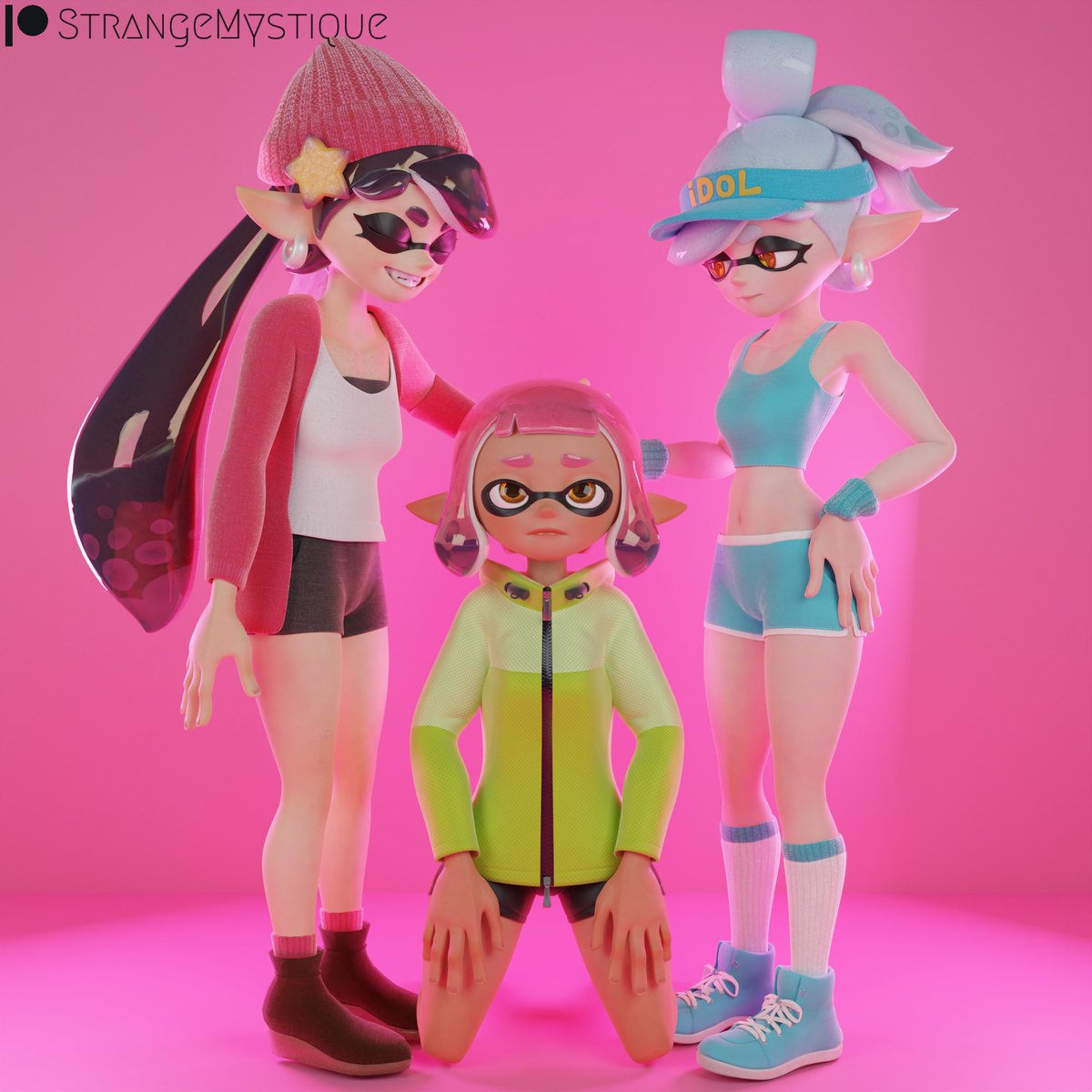 StrangeMystique's tweet photo. It's been awhile since Callie and Marie have seen Agent 4, so it's time to go through their initiation again...
Callie model by @MandalaFurikake
Marie model by @nsfwo262
Agent 4 model by @bunnxarts https://t.co/JjbgrJLEle