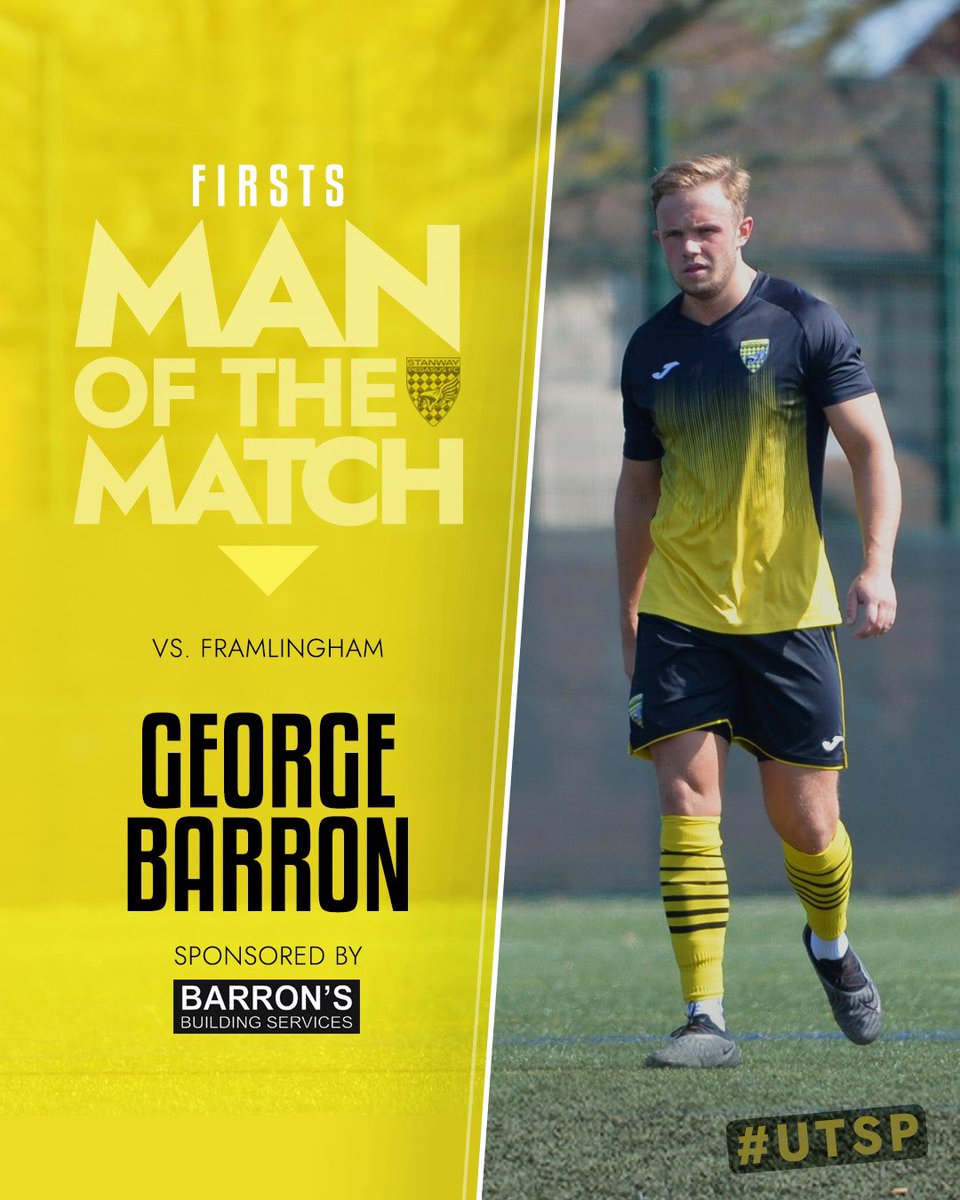 AFCPegasus_'s tweet photo. 𝙈𝙖𝙣 𝙤𝙛 𝙩𝙝𝙚 𝙈𝙖𝙩𝙘𝙝!

Your MOTM from yesterdays hard fought win at Framlingham is @georgebarron99.

Our CB’s getting that we’ll deserved recognition! 👊🏼

#UTSP 🟡⚫️ https://t.co/Z5Txnggk6O