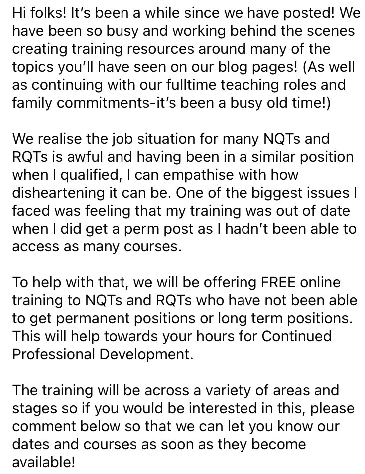 FREE training opportunities for any NQTs/RQTs in Scotland!!