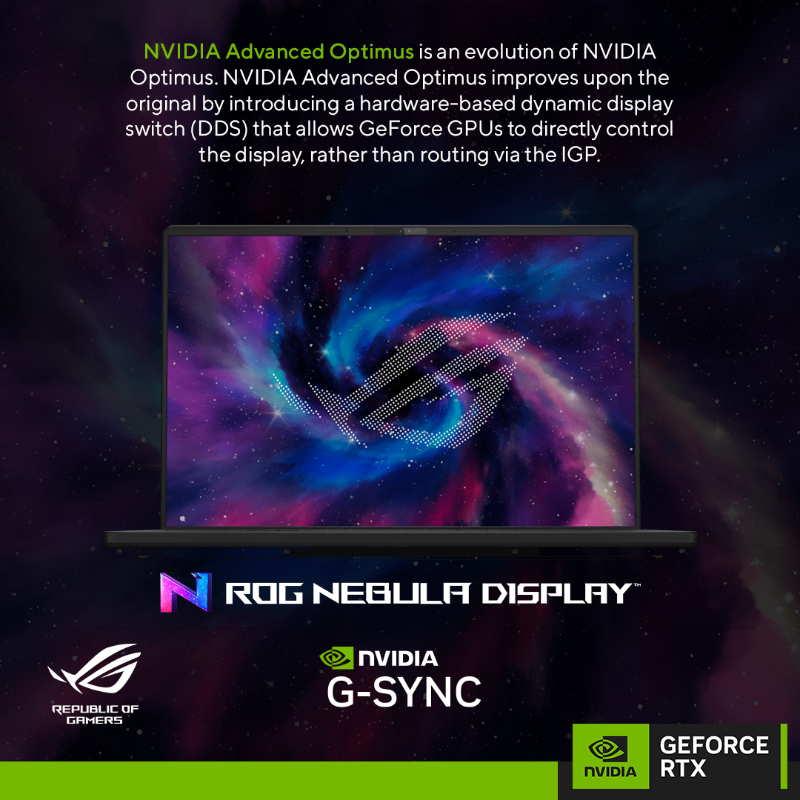 ASUS_za's tweet photo. Powered by the latest NVIDIA® technology, the ROG Zephyrus M16 features a NVIDIA® GeForce RTX™ 4000 Series GPU, delivering a quantum leap in both performance and AI-powered graphics.

#Nvidia #ROG #Evetech #rtx40 #dlss3 #40series