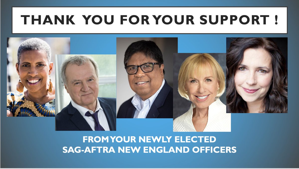 We want to thank all the SAG-AFTRA New England members who voted in the election - we appreciate your support!  Congratulations to those who were elected - there is much work ahead and we look forward to serving!  #unionstrong #sagaftramembers #SAGAFTRAstrong