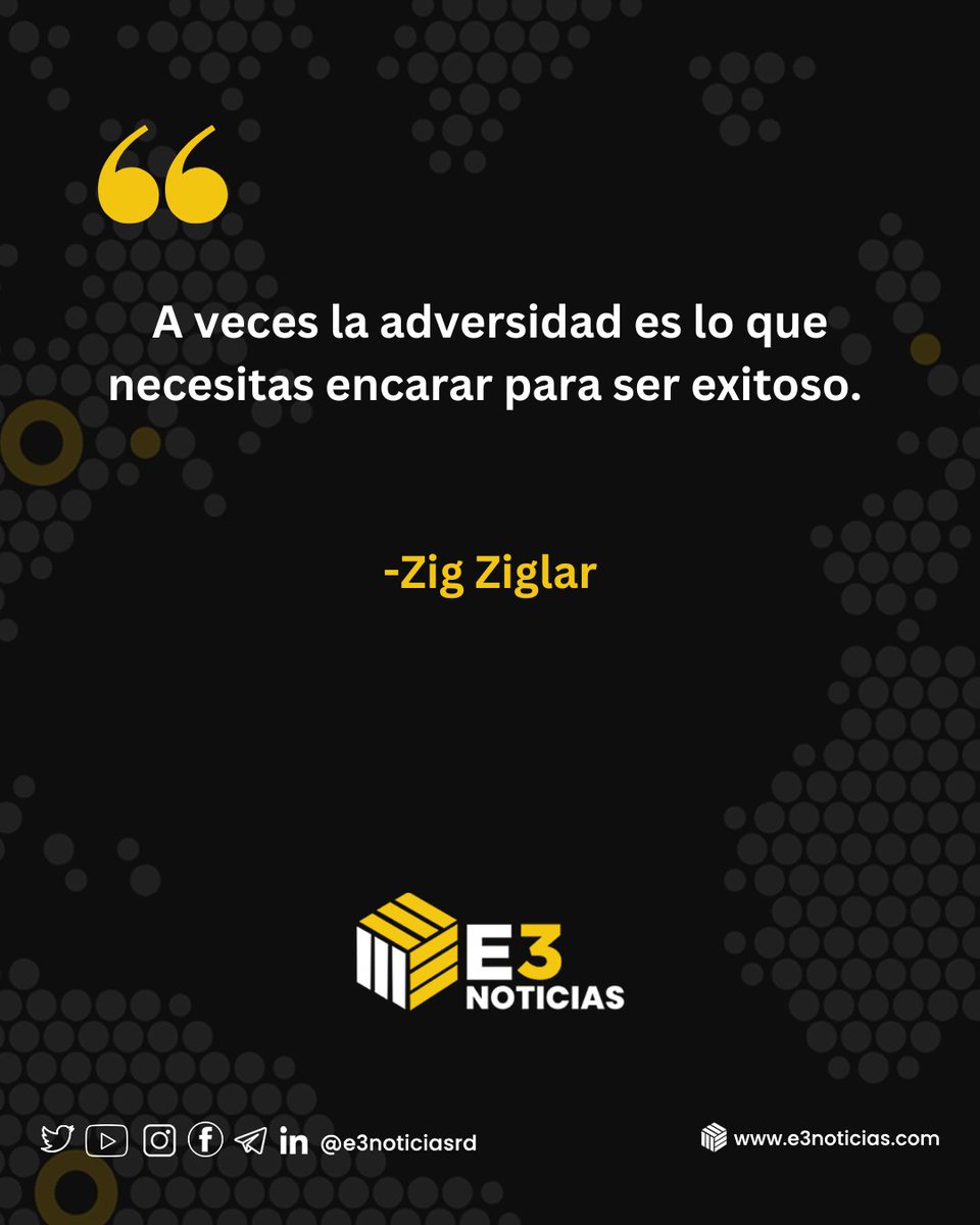 ☀️Muy buenos días a todos, iniciamos la jornada con la frase de Zig Ziglar, quien fue un escritor y orador motivacional estadounidense.

#E3NoticiasRD #FrasesE3 #PeriodismoCiudadanoE3 #ZigZiglar